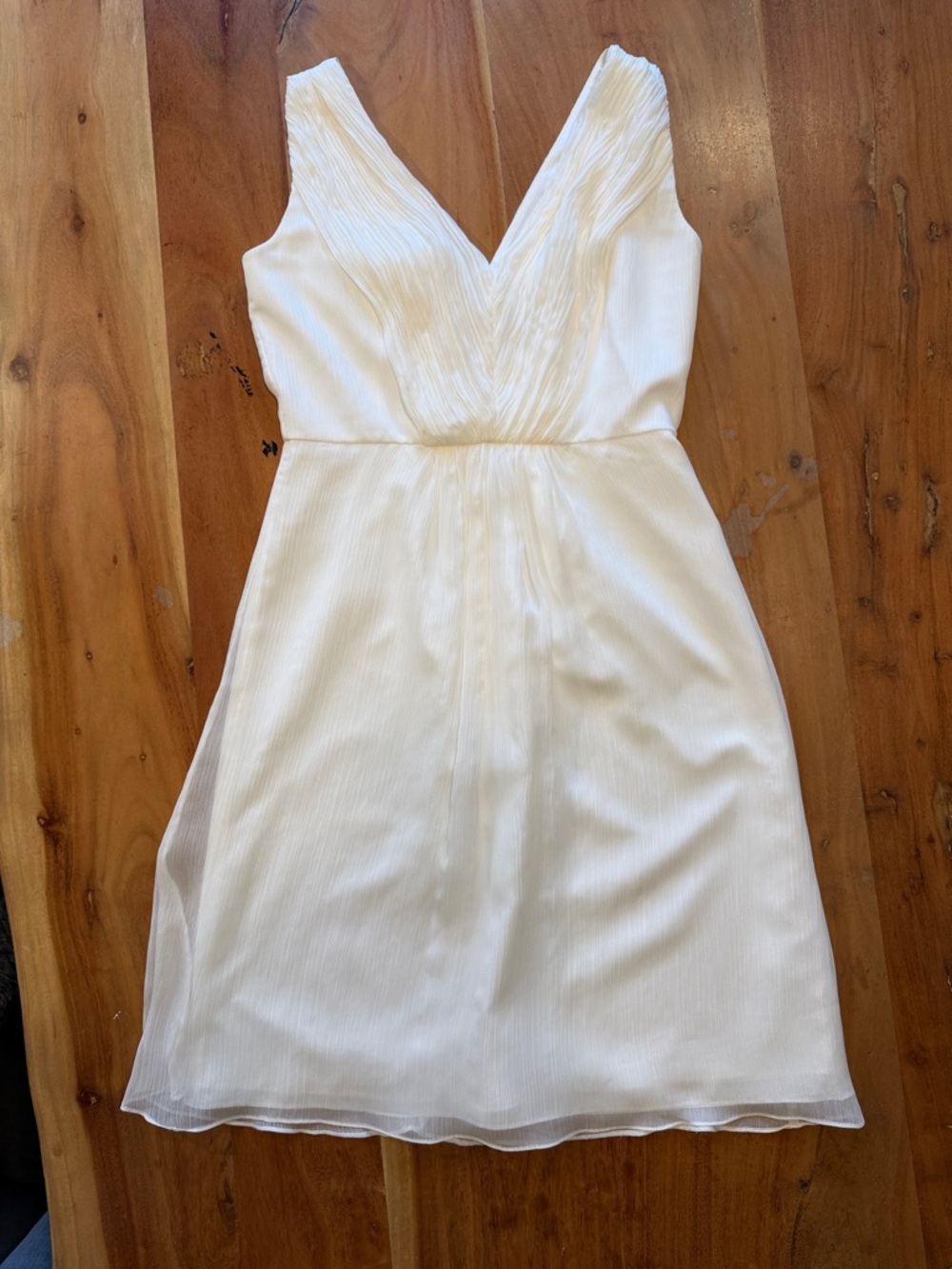 J.Crew Minimalist 2010s White‎ Chiffon V-Neck Dress (VGUC) - Picture 9 of 10